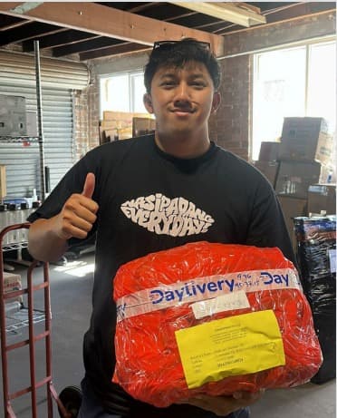 Happy couple receiving their international parcel